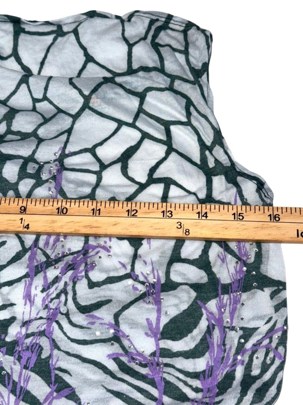 Lovecappella Zebra Print Sleeveless Top With Purple Accents XS - Picture 5 of 6